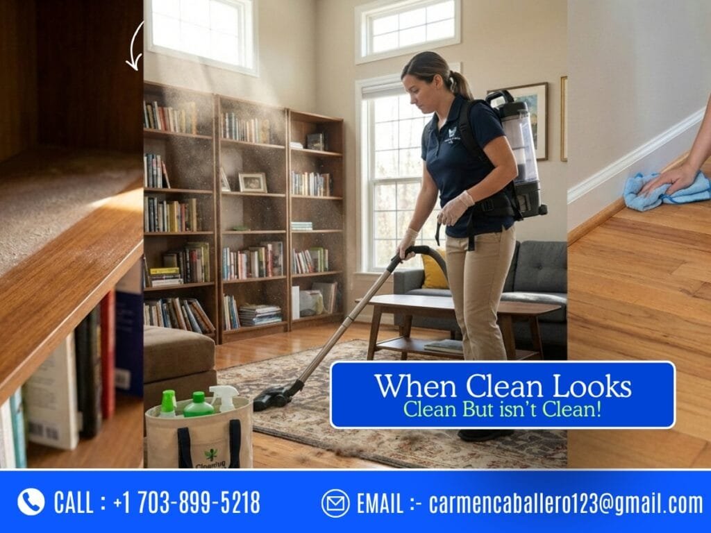 Professional home cleaning in Northern Virginia addressing clean blindness by removing hidden dust and bacteria