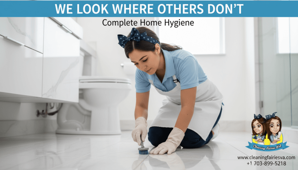 Cleaning Fairies VA's Women Cleaning bathroom dust fully